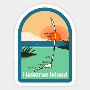 Hatteras Island Map Sun Sticker